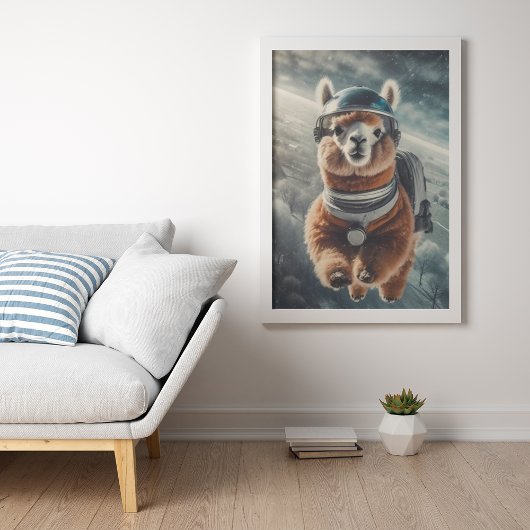 宇宙のアルパカのシュールな動物  ポスター