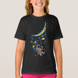 宇宙のイメージ豊かで鮮やかなイラスト Tシャツ