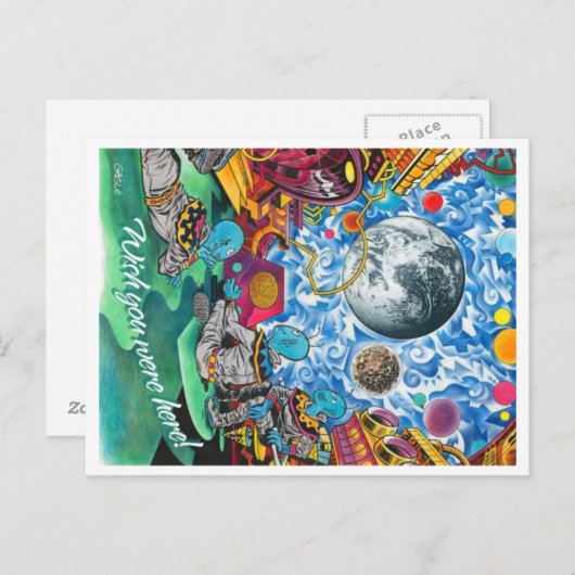 宇宙のエイリアンのはがき ポストカード (正面/裏面)