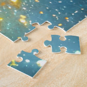 宇宙のオレンジと青の宇宙印象主義 ジグソーパズル (側面)