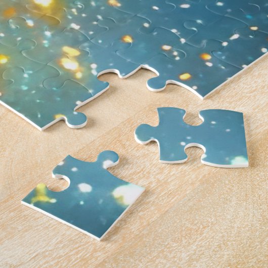 宇宙のオレンジと青の宇宙印象主義 ジグソーパズル (側面)