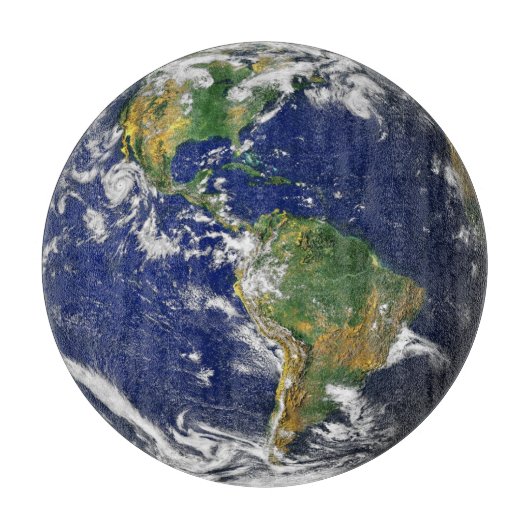 宇宙のカスタムなガラスまな板からの地球 カッティングボード (正面)
