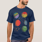 宇宙のカラフルな惑星 Tシャツ (正面)