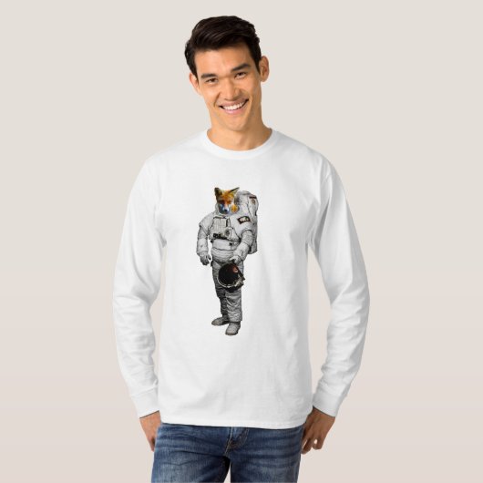 宇宙のキツネの長袖のTシャツ Tシャツ (正面フル)