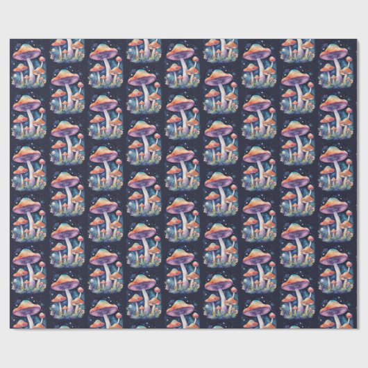 宇宙のキノコの水彩画スタイル ラッピングペーパー (フラット)