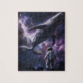 宇宙のクジラと宇宙飛行士の星雲ジグソーパズル ジグソーパズル