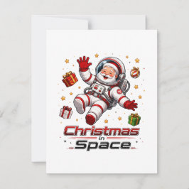 宇宙のクリスマス サンタ宇宙飛行士 かわいいホリデー ノートカード