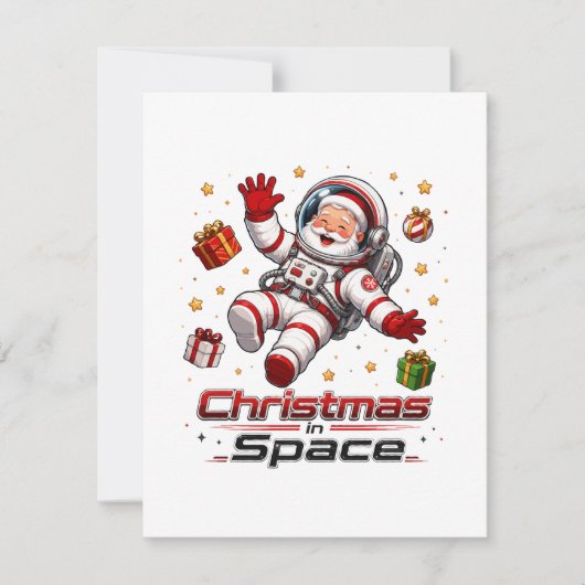 宇宙のクリスマス サンタ宇宙飛行士 かわいいホリデー ノートカード (正面)