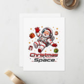 宇宙のクリスマス サンタ宇宙飛行士 かわいいホリデー ノートカード (正面/裏面インサイチュ)