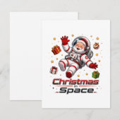 宇宙のクリスマス サンタ宇宙飛行士 かわいいホリデー ノートカード (正面/裏面)