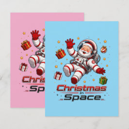 宇宙のクリスマス サンタ宇宙飛行士 かわいいホリデー ノートカード