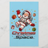 宇宙のクリスマス サンタ宇宙飛行士 かわいいホリデー 便箋 (正面)