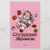 宇宙のクリスマス サンタ宇宙飛行士 かわいいホリデー 便箋 (裏面)