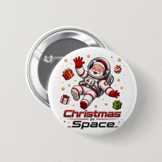 宇宙のクリスマス サンタ宇宙飛行士 かわいいホリデー 缶バッジ (正面&裏面)