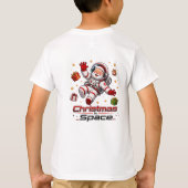 宇宙のクリスマス サンタ宇宙飛行士 かわいいホリデー Tシャツ (裏面)