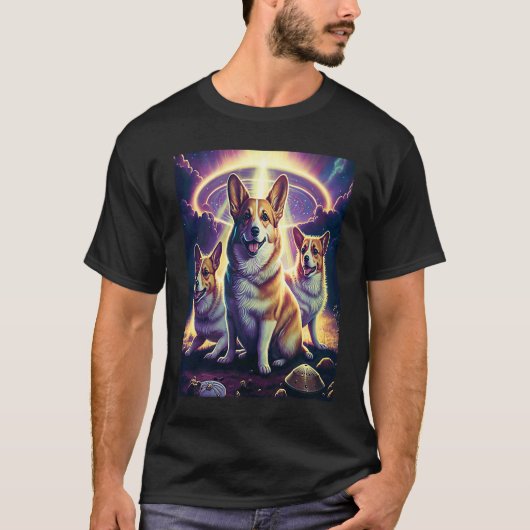 宇宙のコーギー ドーナツ かわいい コーギー 男女兼用M Tシャツ (正面)
