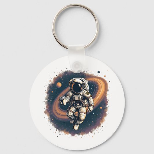宇宙のコーヒー愛好家のためのカフェイン燃料 キーホルダー (正面)