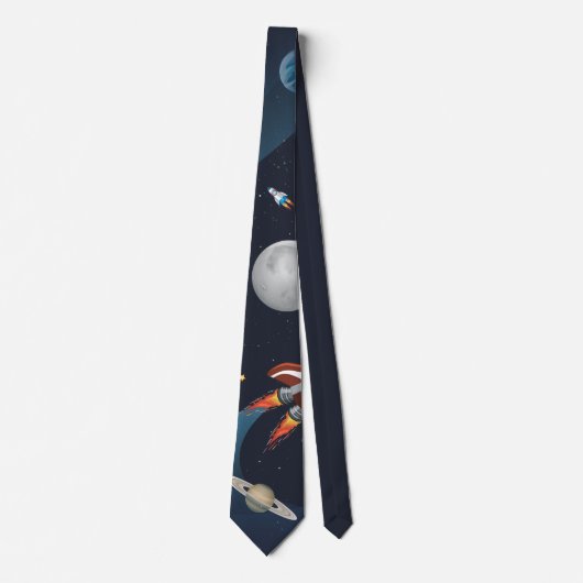 宇宙のシャトル 月 星 モダン ネクタイ (正面)
