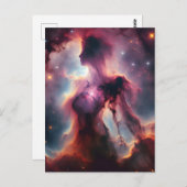 宇宙のシルエット、女性の形の星雲と星 ポストカード (正面/裏面)