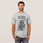 宇宙のスケルトン宇宙飛行士がソーダを飲む | ダークスパ Tシャツ (正面フル)