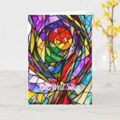 宇宙のステンドグラスデザイン カード (黄色い花)