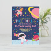 宇宙のスペクタキュラーな女の子の誕生日パーティーの招待状 招待状 (スタンド正面)