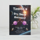 宇宙のスペーシーな誕生日パーティーの招待状 招待状 (スタンド正面)