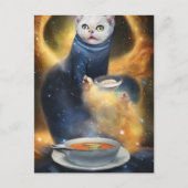 宇宙のスープ食べ物AIアートの中の長老猫 ポストカード (正面)