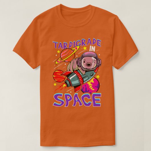 宇宙のタディグレード水熊の宇宙飛行士宇宙 Tシャツ (デザイン正面)