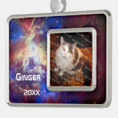 宇宙のタランチュラの星雲のパーソナライズな写真 シルバープレートフレームオーナメント (左)