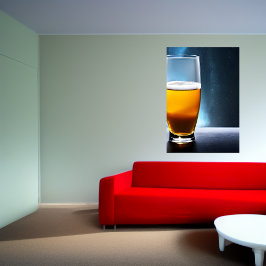 宇宙のテーブルの上にビールをグラス | AIアートポスター ポスター