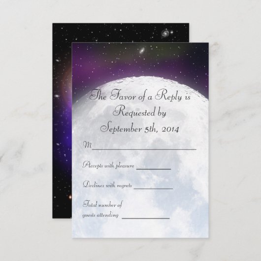 宇宙のテーマの結婚式のためのRSVP 出欠カード (正面/裏面)