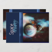 宇宙のテーマパーティ招待状- テンプレート (正面/裏面)