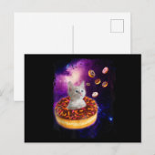 宇宙のドーナツの中の可愛い猫 キティラバー ポストカード (正面/裏面)