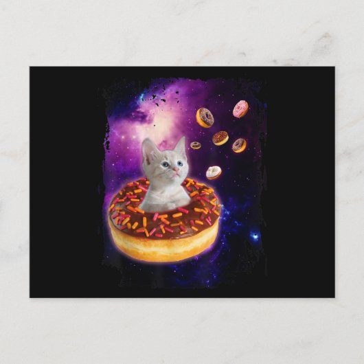 宇宙のドーナツの中の可愛い猫 キティラバー ポストカード (正面)