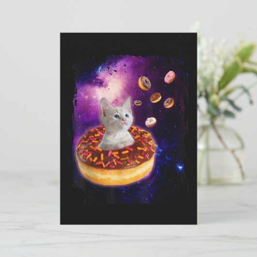 宇宙のドーナツの中の可愛い猫 キティラバー 招待状 (スタンド正面)