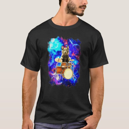 宇宙のネコ Tシャツ (正面)