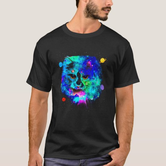 宇宙のネコ Tシャツ (正面)