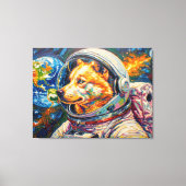 宇宙のハスキー犬 キャンバスプリント (正面)
