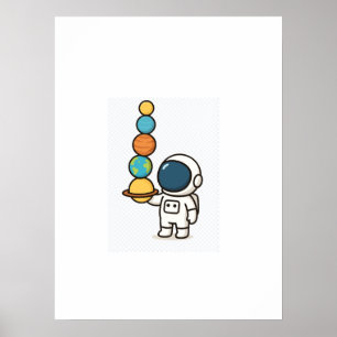 宇宙のバランス – かわいい宇宙飛行士の壁a ポスター
