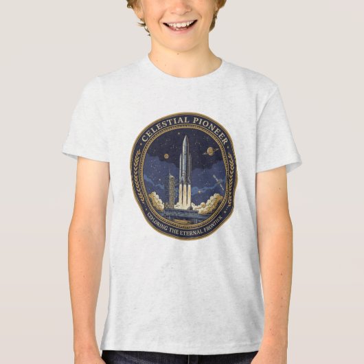 宇宙のパイオニアロケット船宇宙探査 トライブレンドＴシャツ (正面)