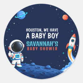 宇宙のヒューストンボーイベイビーシャワー ラウンドシール