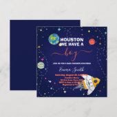 宇宙のヒューストン 男の子が生まれたよ！ベビーシャワーパーティー 招待状 (正面/裏面)