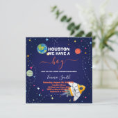 宇宙のヒューストン 男の子が生まれたよ！ベビーシャワーパーティー 招待状 (スタンド正面)