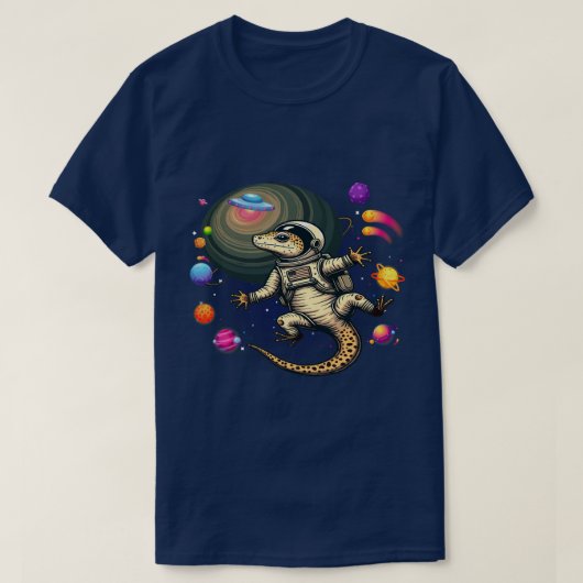 宇宙のヒョウモントカゲモドキ Tシャツ - 爬虫類好きにぴったり (デザイン正面)