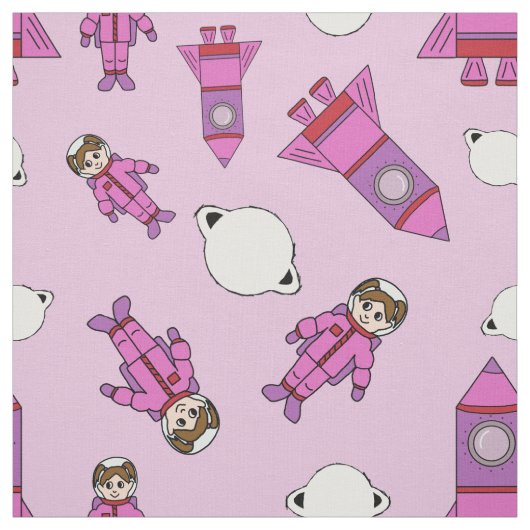 宇宙のピンクおよび紫色の宇宙飛行士の女の子 ファブリック (見本)