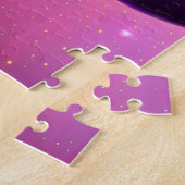 宇宙のピンクと紫の銀河系惑星 ジグソーパズル (側面)