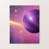 宇宙のピンクと紫の銀河系惑星 ジグソーパズル (縦)