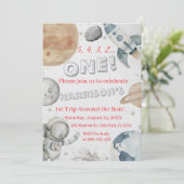 宇宙のファーストバースデー招待状 水彩 招待状 (スタンド正面)