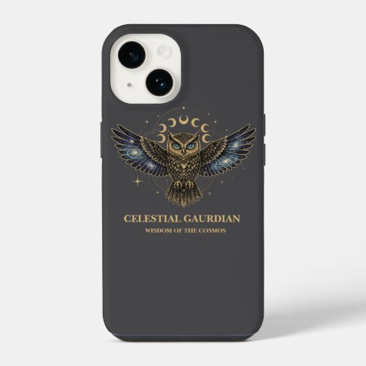 宇宙のフクロウ 宇宙の守護者 iPhoneケース (裏面)